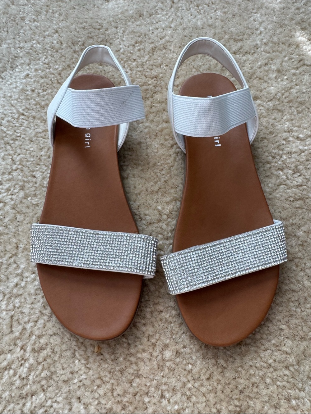 Madden Girl White Rhinestone Strap Sandals